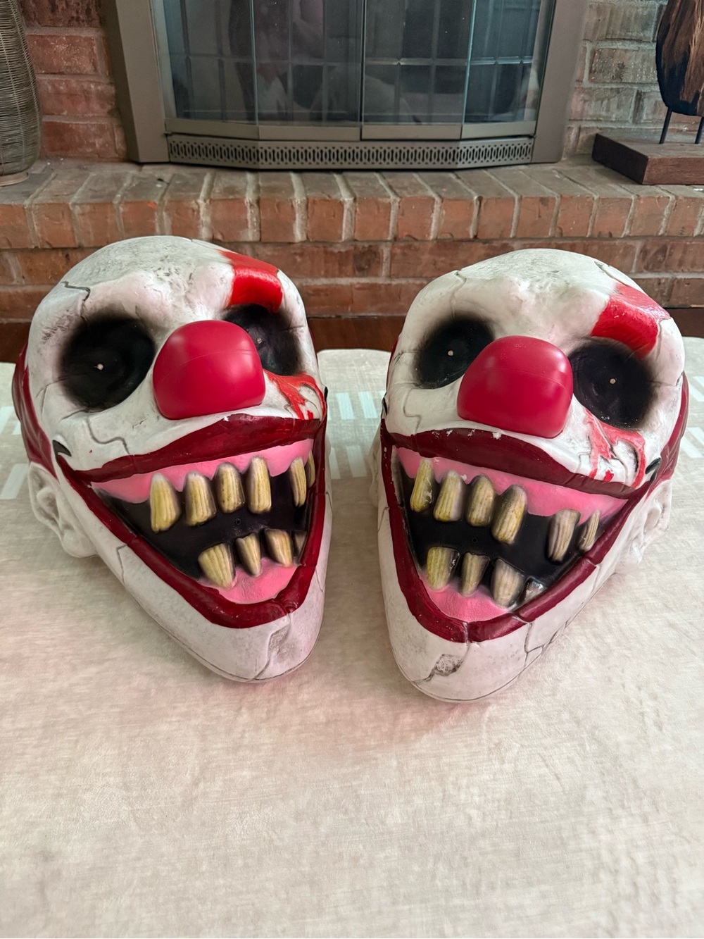 Rare Set of 2 Large Scary Clown Light Up Blow Molds Halloween Battery Operated